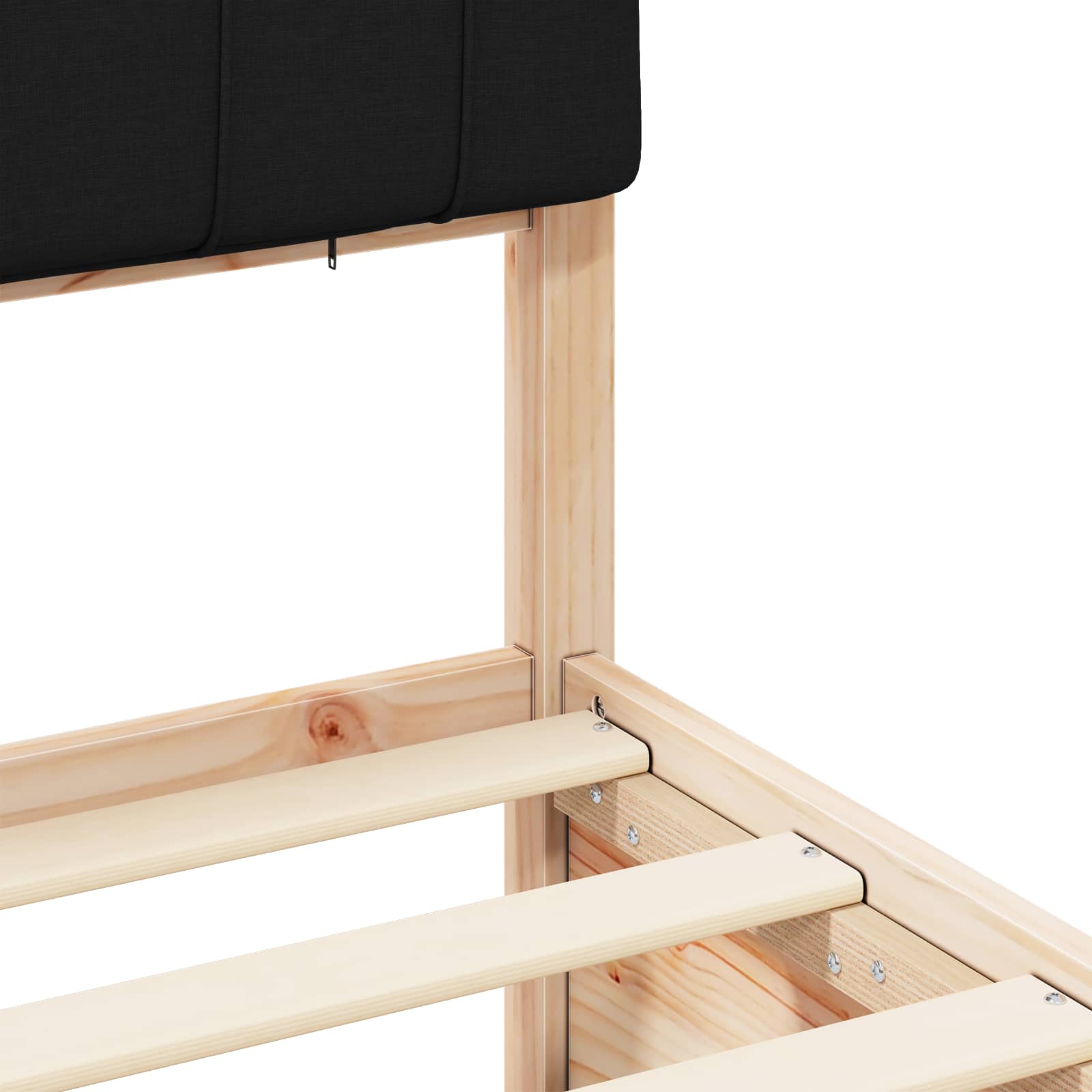 Voodiraam Pehme Peatoega peaga Must 160 x 200 cm Tahke mänd - Image 8