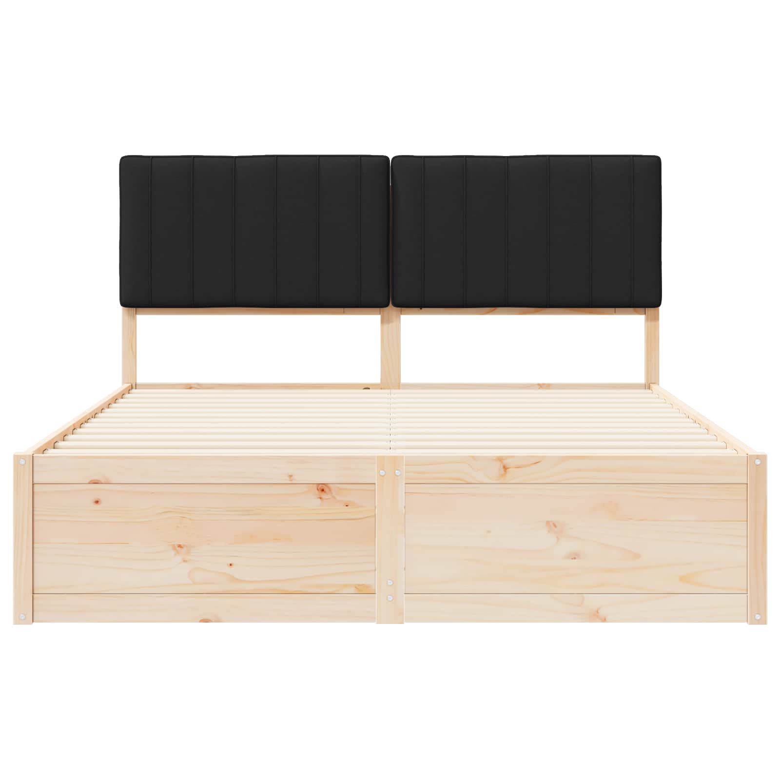 Voodiraam Pehme Peatoega peaga Must 160 x 200 cm Tahke mänd - Image 5