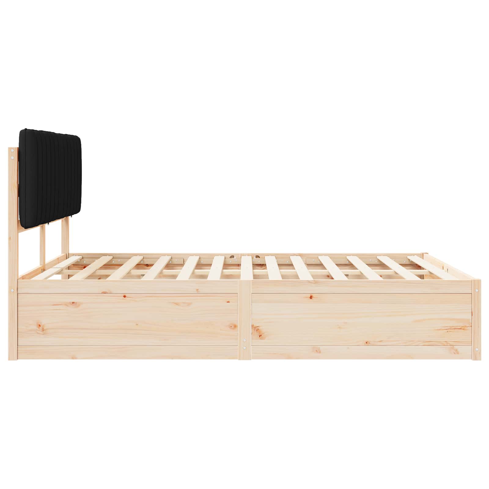 Voodiraam Pehme Peatoega peaga Must 160 x 200 cm Tahke mänd - Image 6