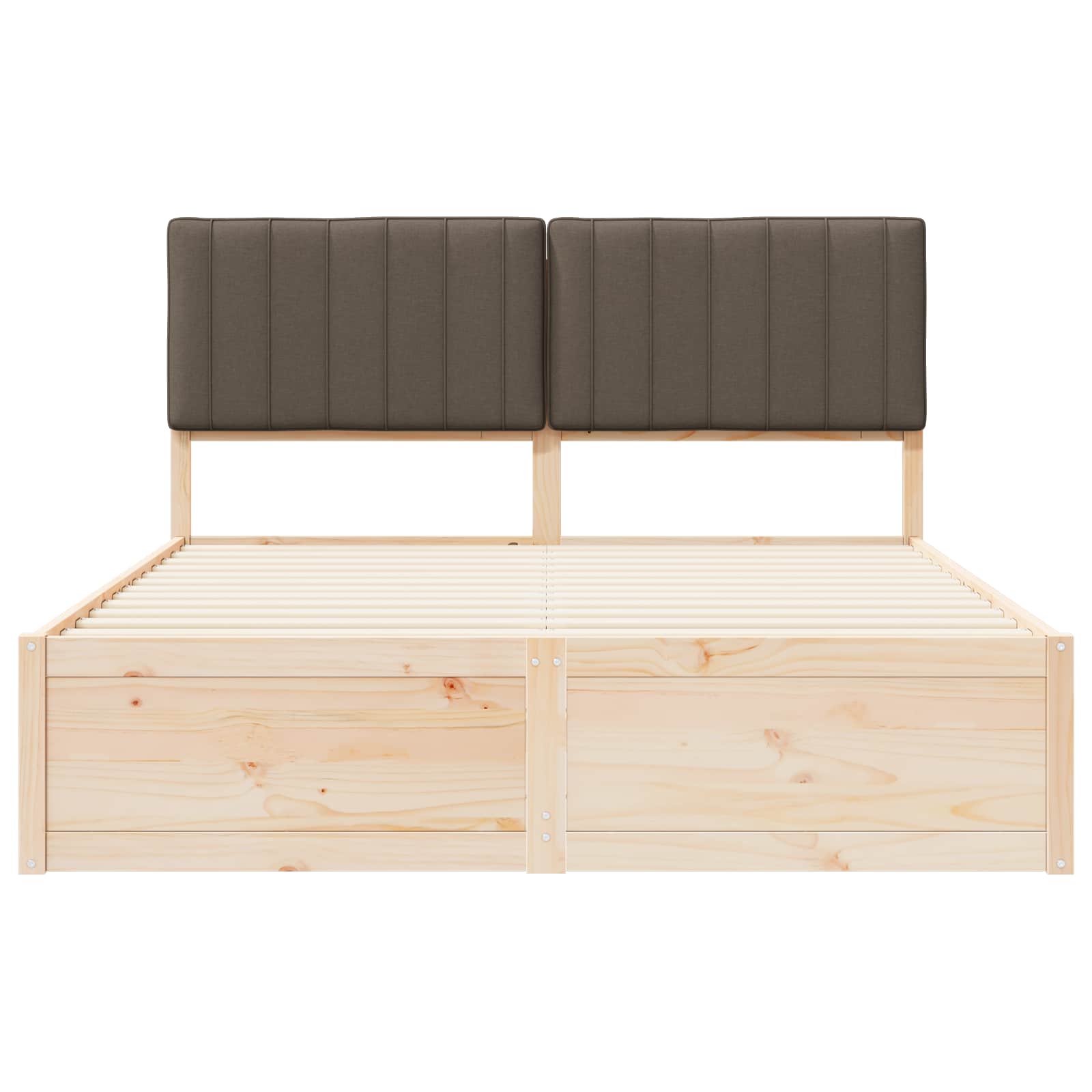 Voodiraam Pehme Peatoega Pruunikashall 160 x 200 cm Tahke mänd - Image 5