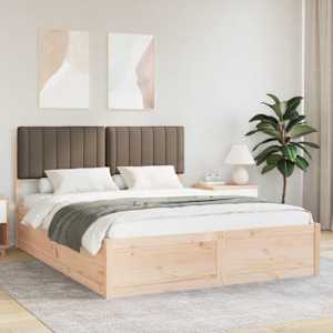 Posteljni okvir z oblazinjenim vzglavjem Taupe 150 x 200 cm