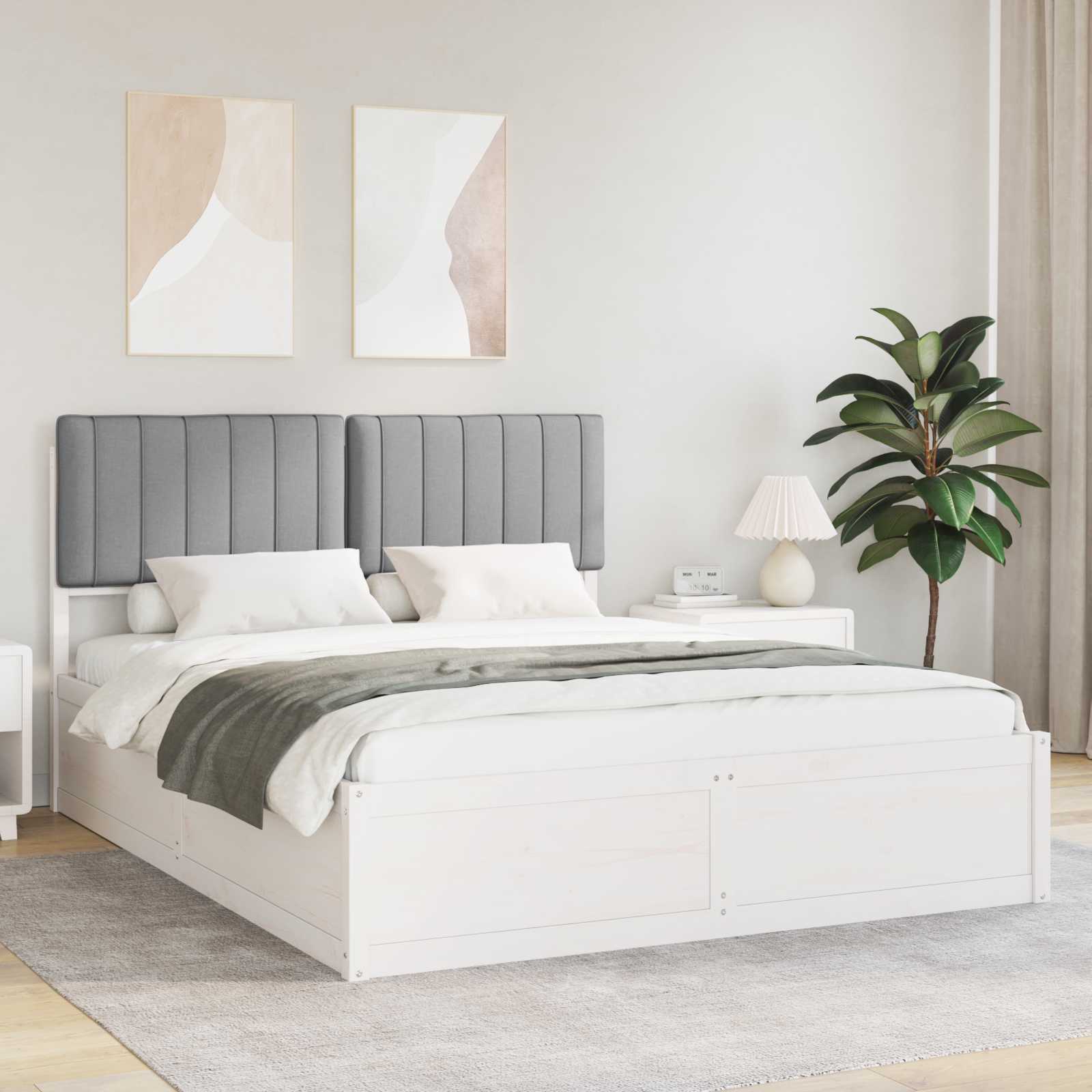 vidaXL Sänkyrunko verhoillulla päädyn Vaaleanharmaa 5FT King Size