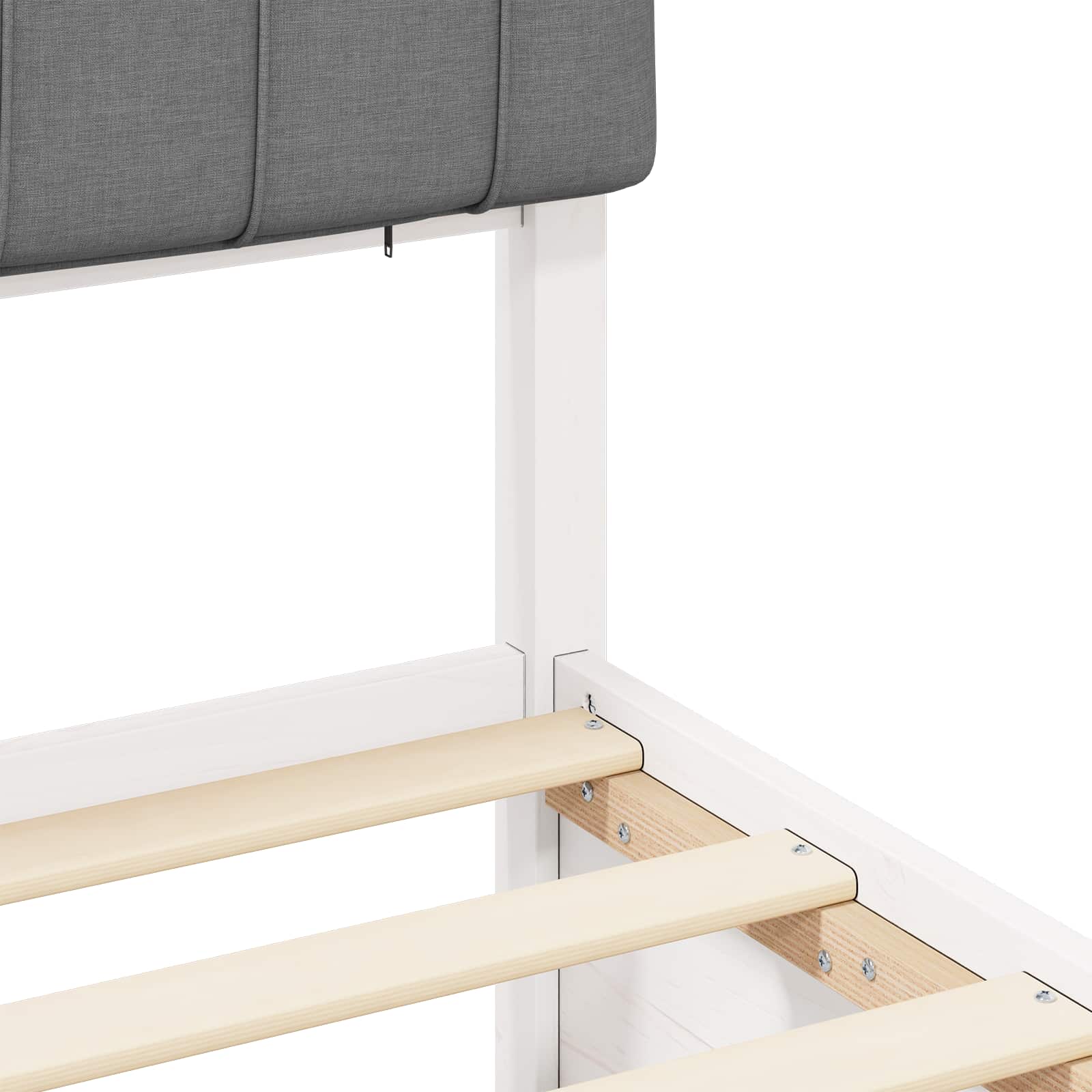 Voodiraam Pehme Peatoega peaga Helehall 140 x 190 cm Tahke mänd - Image 8