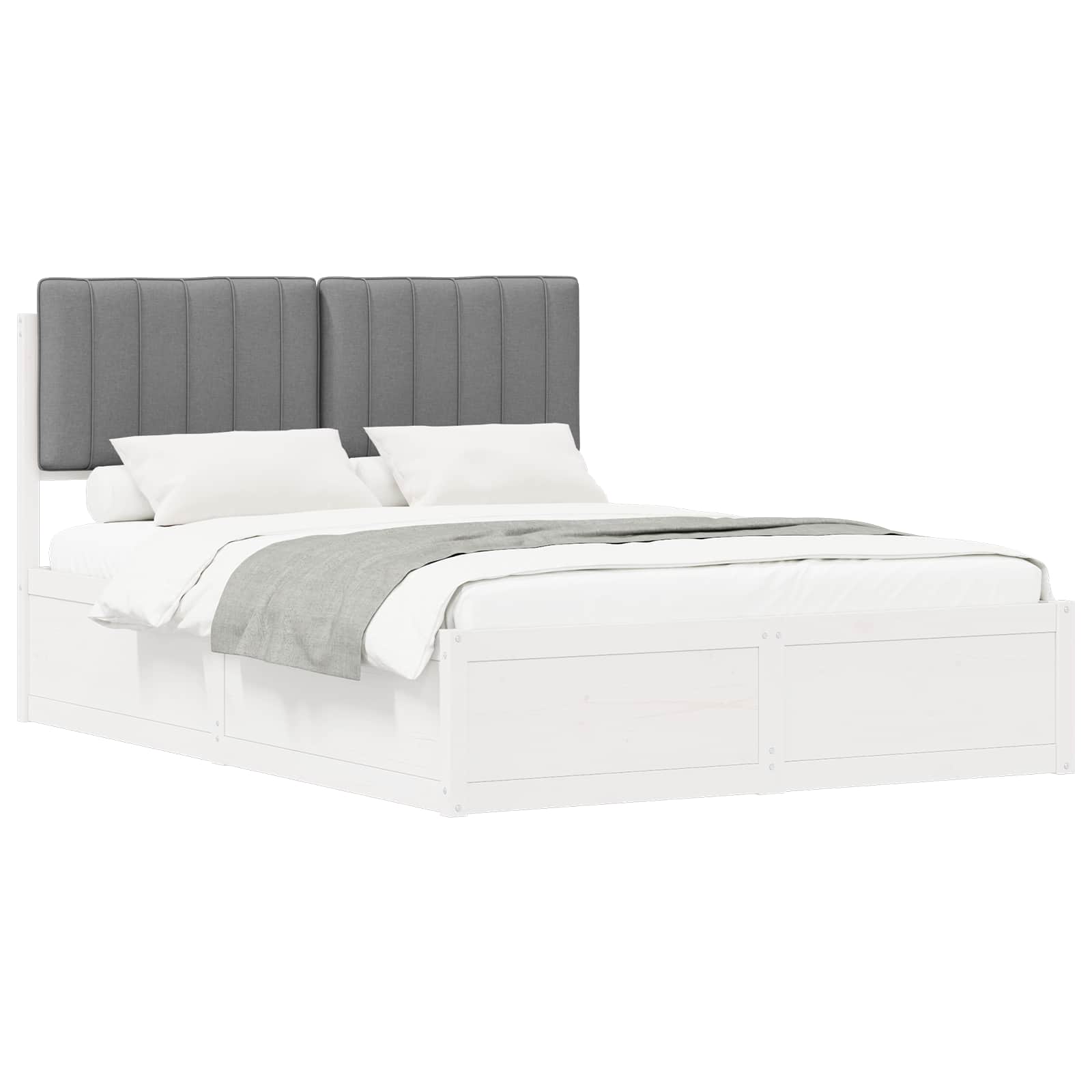 vidaXL Voodiraam Pehme Peatoega peaga Helehall 140 x 190 cm Tahke mänd-image-3398238