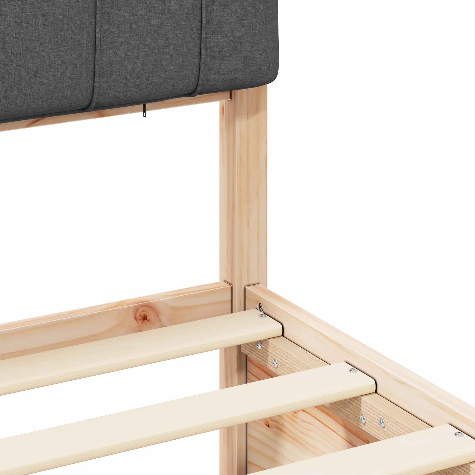 Voodiraam Pehme Peatoega peaga Tumehall 135 x 190 cm Tahke mänd - Image 8