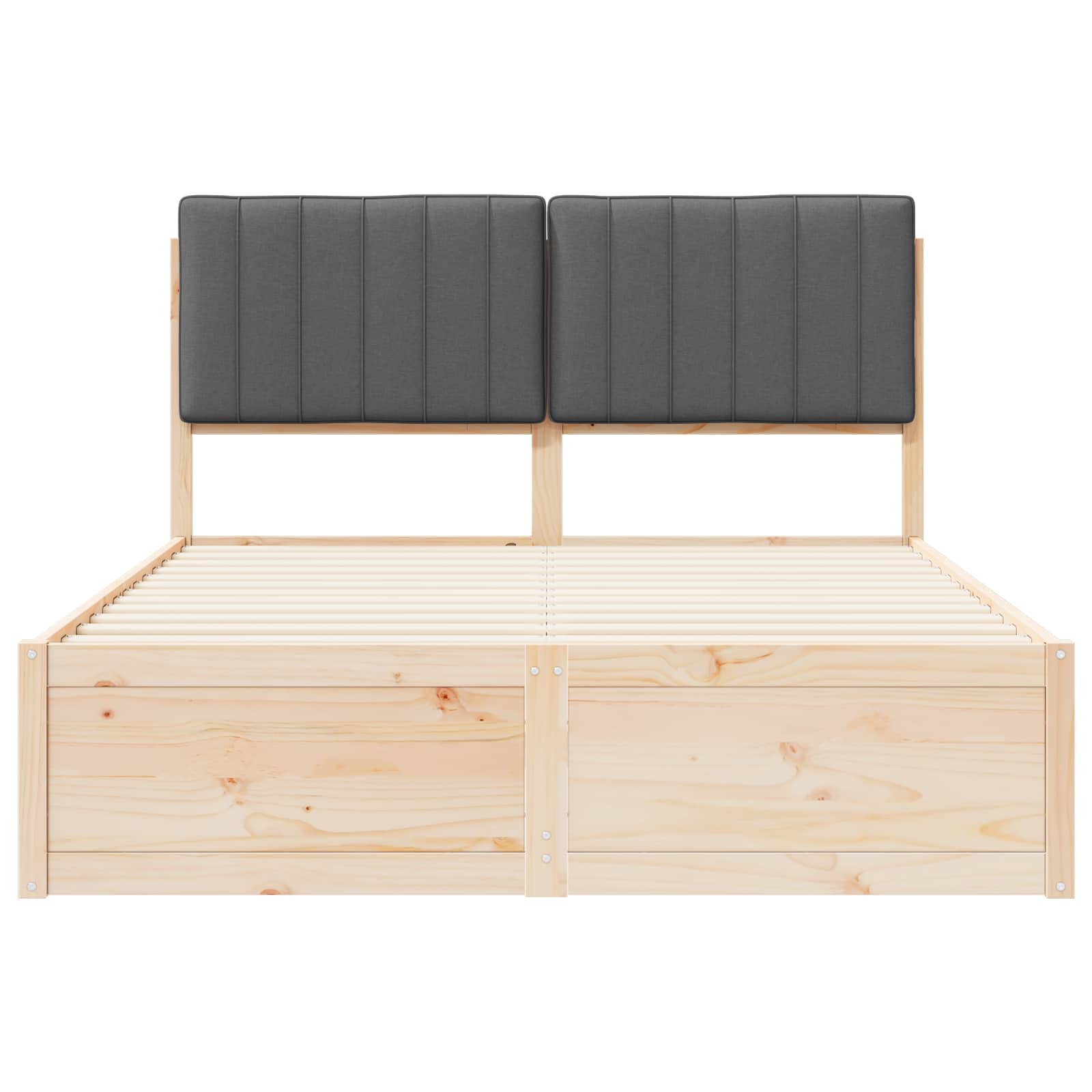 Voodiraam Pehme Peatoega peaga Tumehall 135 x 190 cm Tahke mänd - Image 5