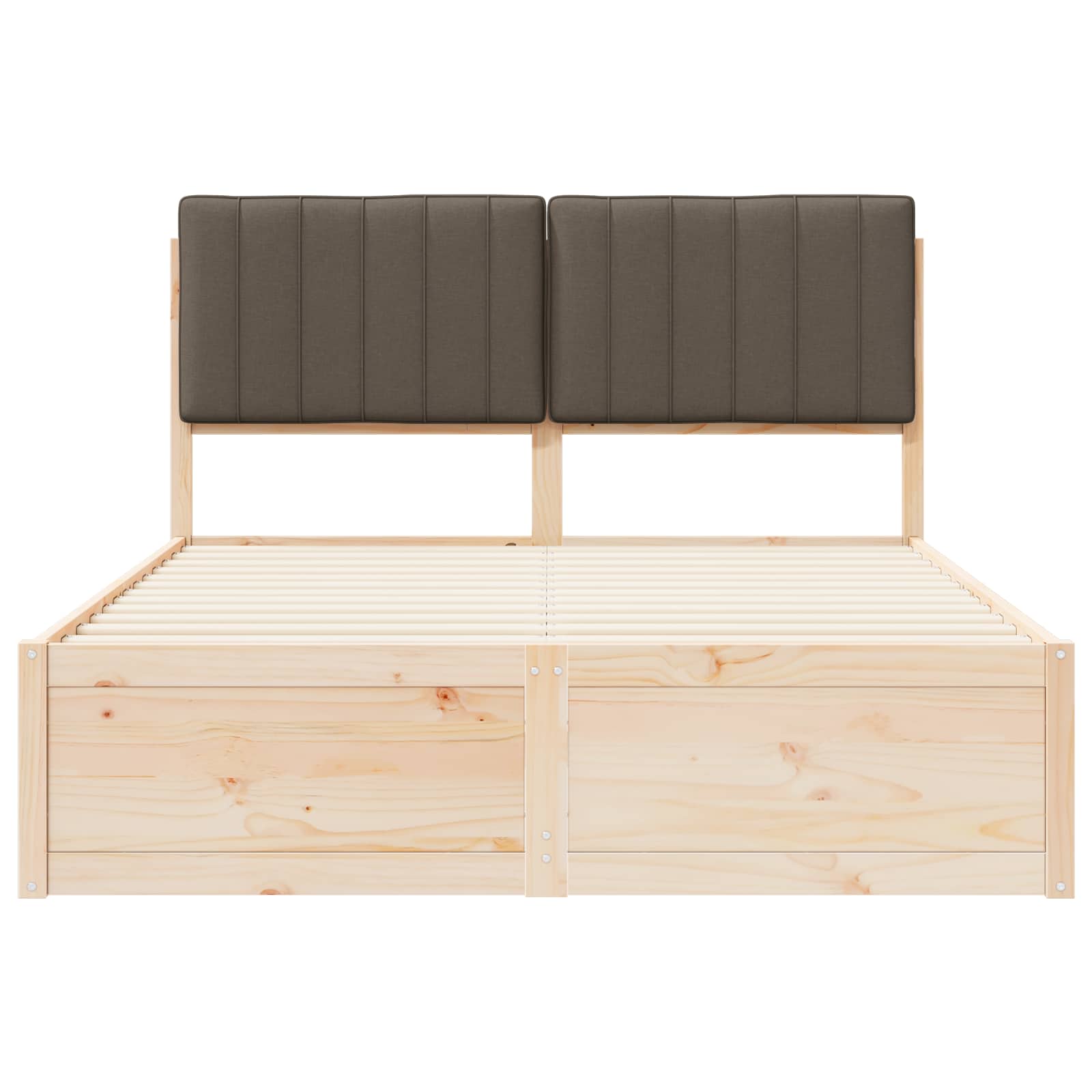 Voodiraam Pehme Peatoega Pruunikashall 135 x 190 cm Tahke mänd - Image 5