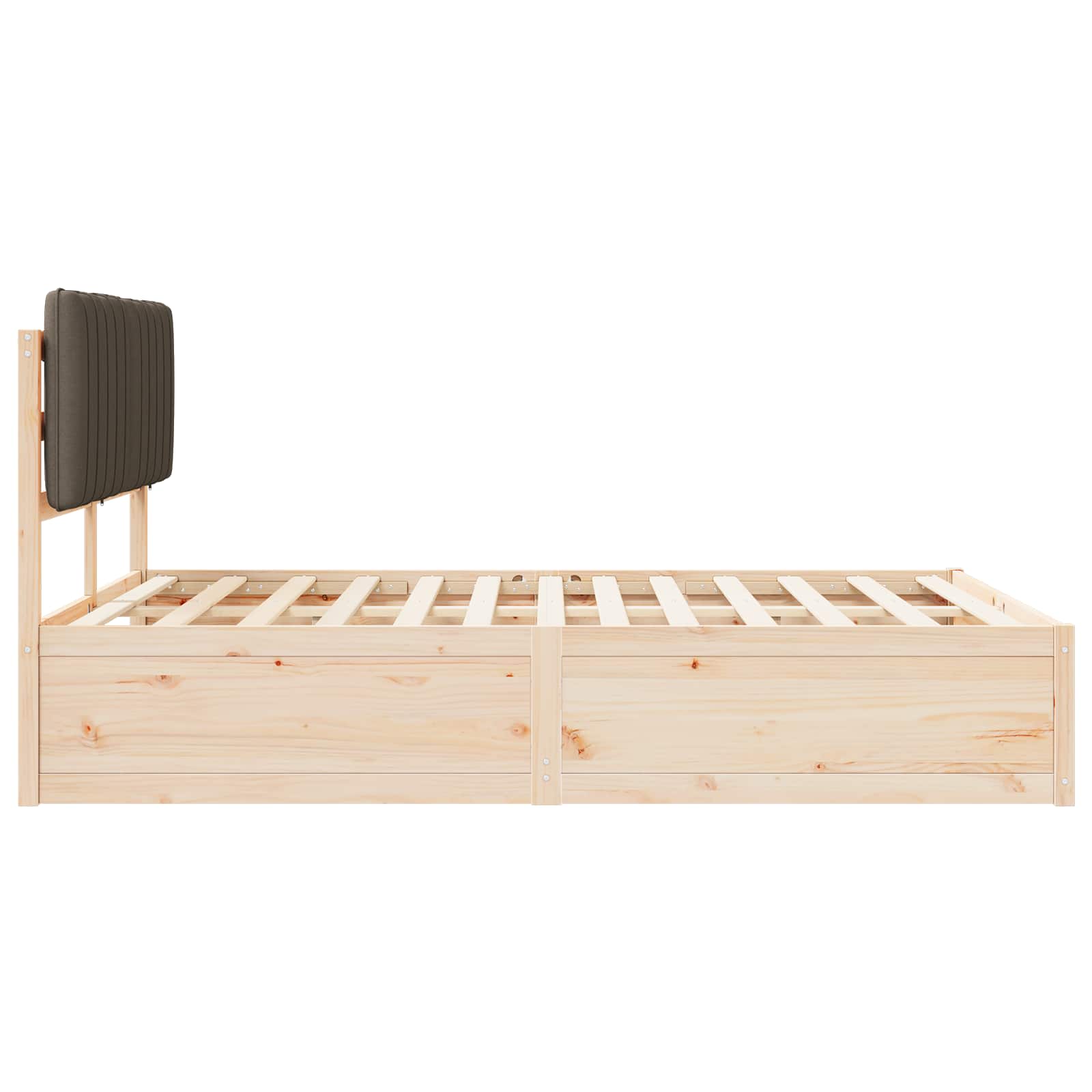 Voodiraam Pehme Peatoega Pruunikashall 135 x 190 cm Tahke mänd - Image 6