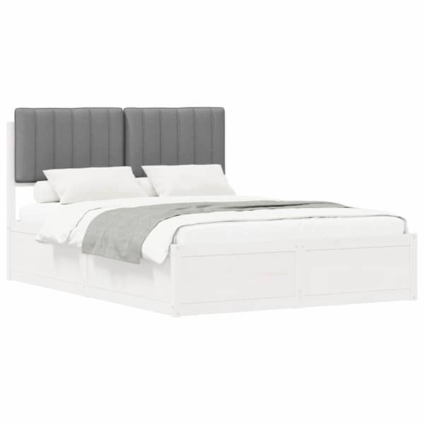 vidaXL Voodiraam Pehme Peatoega peaga Helehall 135 x 190 cm Tahke m&auml;nd
