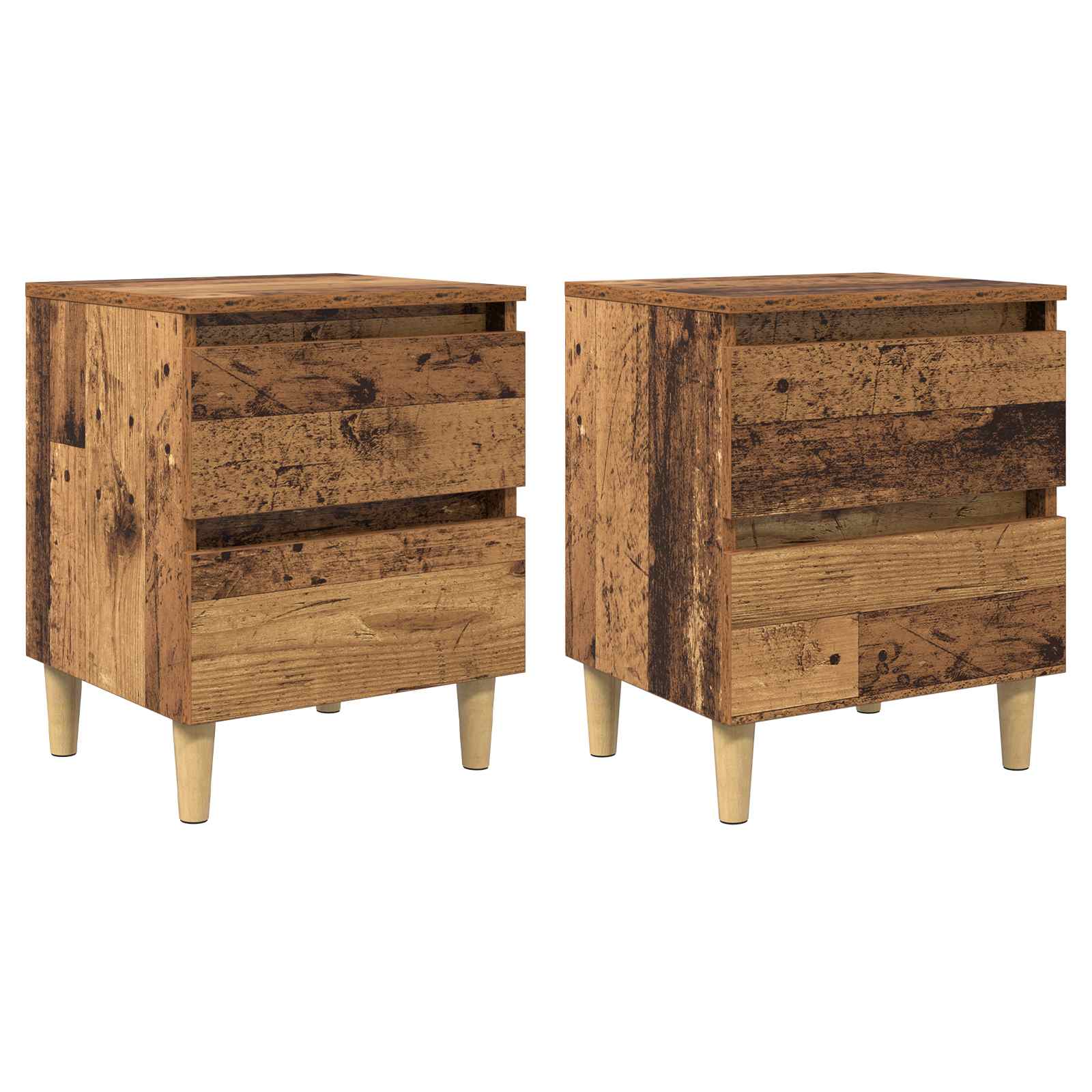 vidaXL Bettschränke 2 pcs Altholz 40 x 35 x 50 cm Holzwerkstoff