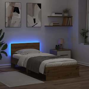 Rám postele s čelo Artisanový dub 100 x 200 cm kompozitní dřevo - obrázek 4