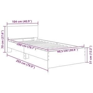 Rám postele s čelo Černý dub 100 x 200 cm kompozitní dřevo - obrázek 12