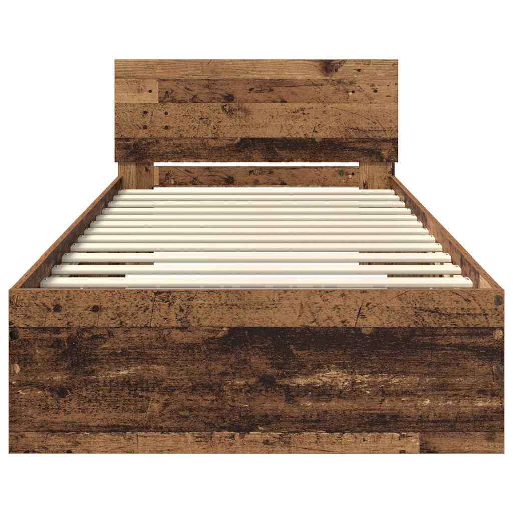 Voodi raam LED -ribatuledega Vana puit 90 x 200 cm Tehispuit - Image 6