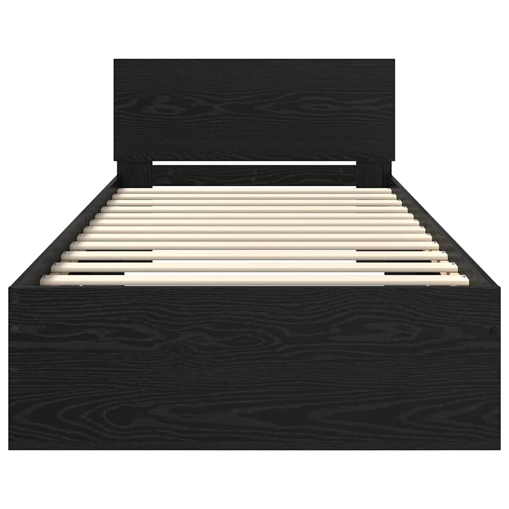 Voodi raam LED -ribatuledega Must tamm 90 x 200 cm Tehispuit - Image 6