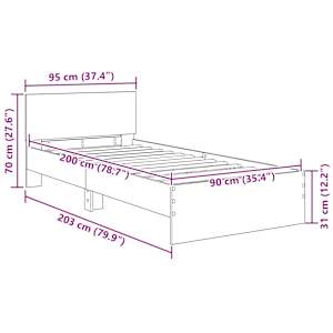 Rám postele s čelo Černý dub 90 x 200 cm kompozitní dřevo - obrázek 12