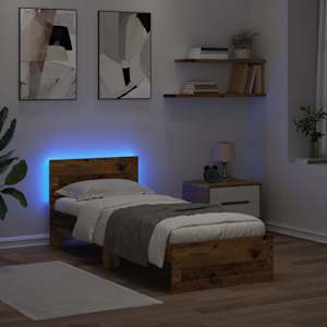 Rám postele s čelo Staré dřevo 75 x 190 cm kompozitní dřevo - obrázek 4
