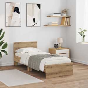 Rám postele s čelo Artisanový dub 75 x 190 cm kompozitní dřevo - obrázek 1