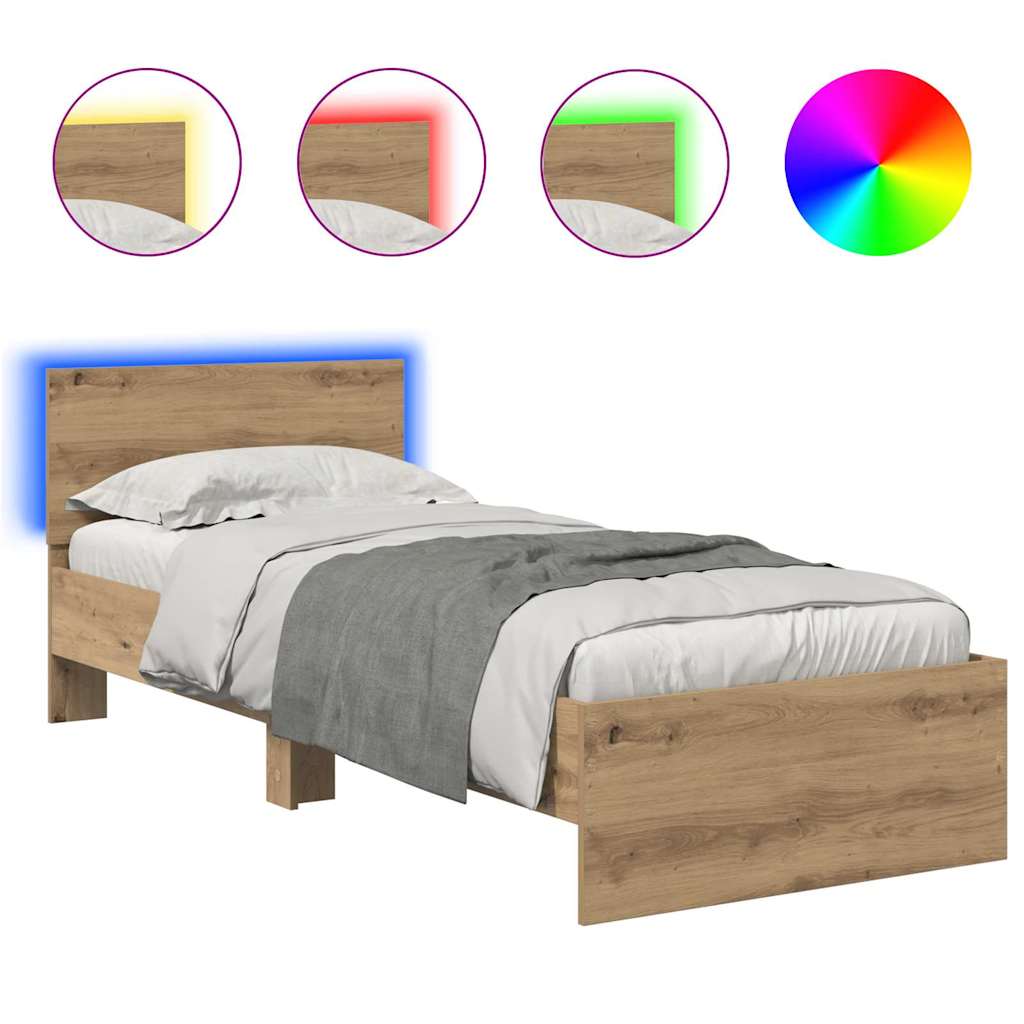 Thumbnail - vidaXL Bettrahmen mit Kopfteil Artisan-Eiche 75 x 190 cm Holzwerkstoff