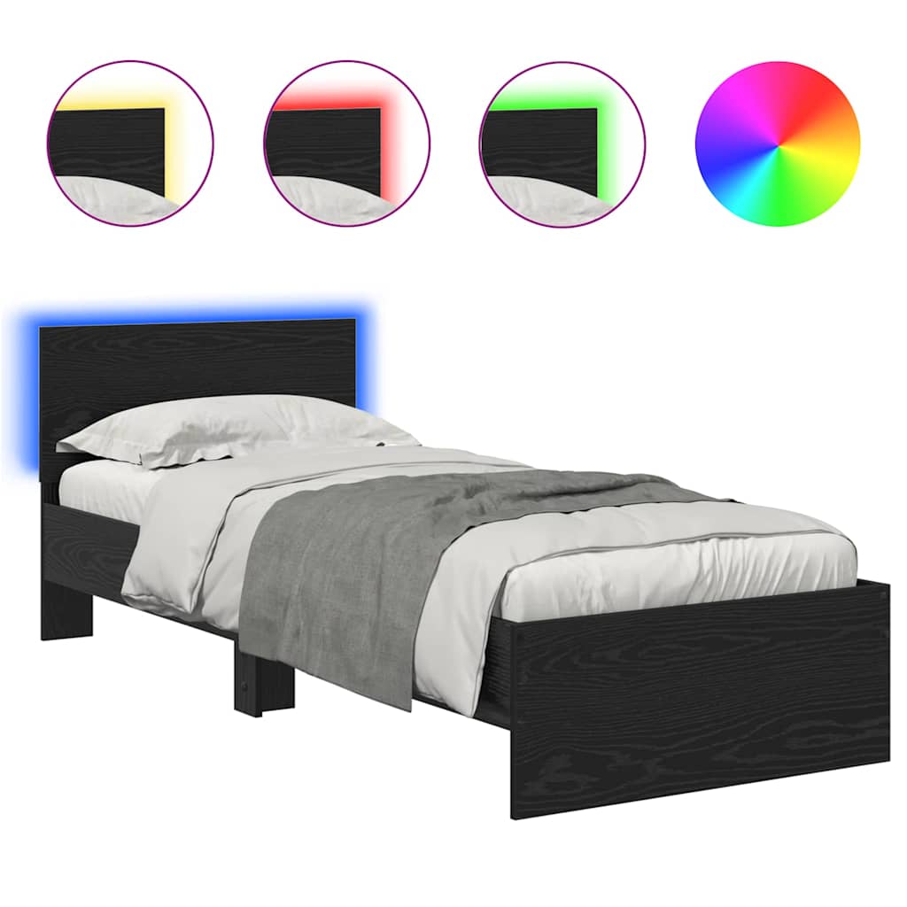 Thumbnail - vidaXL Bettrahmen Schwarz Eichen-Optik 75 x 190 cm Holzwerkstoff