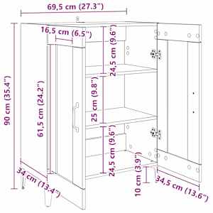 Servírovací skříň Černý dub 69,5 x 34 x 90 cm kompozitní dřevo - obrázek 11