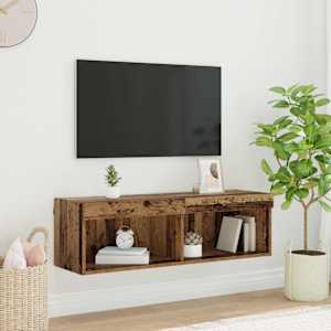 Sestava TV skříněk s LED Nástěnný Staré dřevo 100 x 30 x 30 cm - obrázek 1
