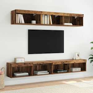Sestava TV skříněk s LED Nástěnný Staré dřevo 100 x 30 x 30 cm - obrázek 6
