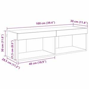 Sestava TV skříněk s LED Nástěnný Staré dřevo 100 x 30 x 30 cm - obrázek 15