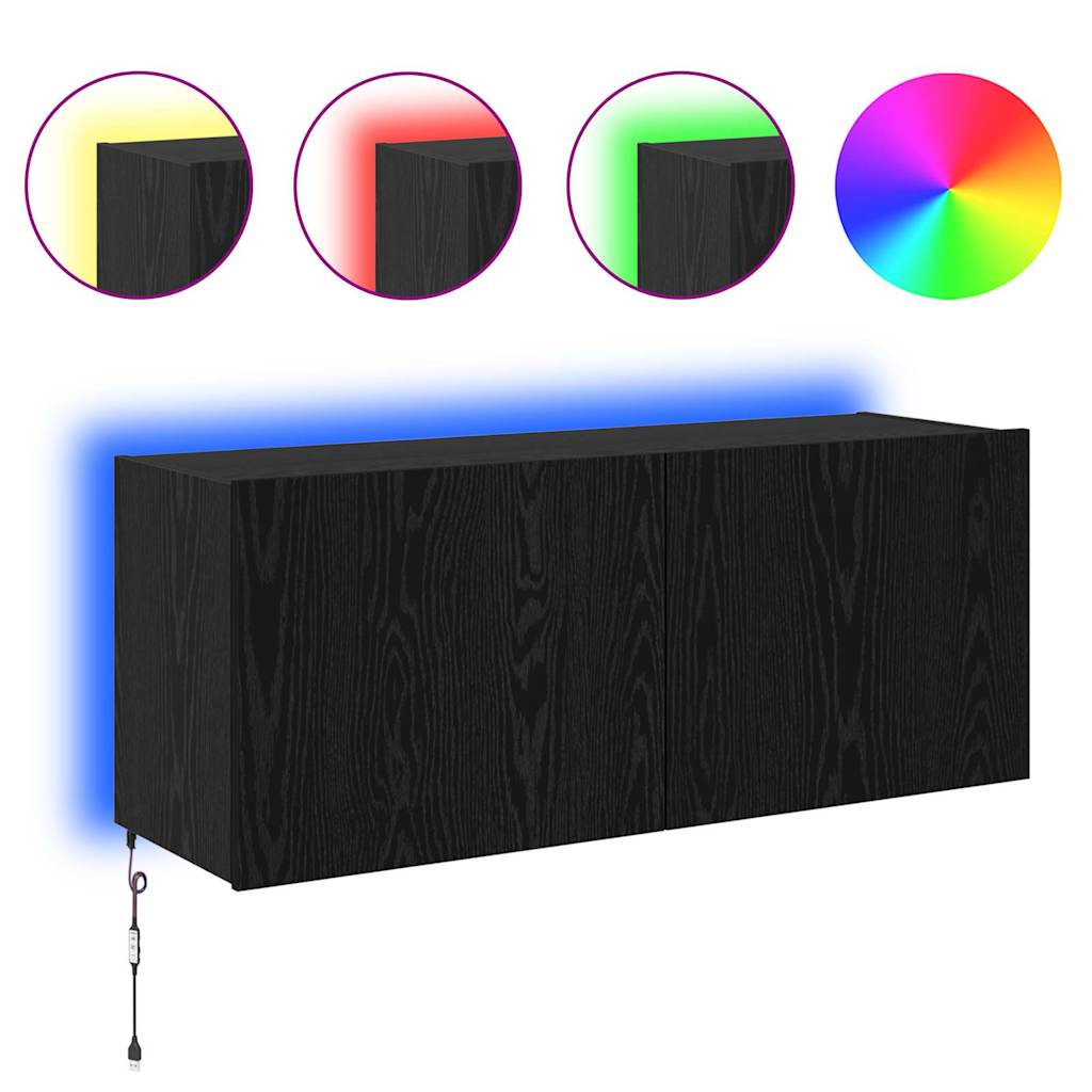 Ντουλάπι Τηλεόρασης Τοίχου Μαύρη Οξυά 100 x 35 x 41 cm - Image 4