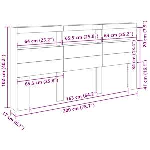 Čelo postele Černý dub 200 x 17 x 102 cm kompozitní dřevo - obrázek 12