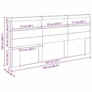 Čelo postele Staré dřevo 220 x 17 x 102 cm kompozitní dřevo - obrázek 12