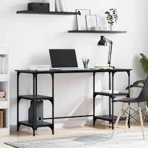 Miza s polico Črna Orehovina 140 x 50 x 75 cm Konstruiran les