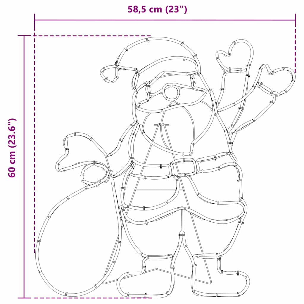 Kerstman Licht met 168 LED Multikleur 58.5 x 60 x 1.3 cm IJzer image 13
