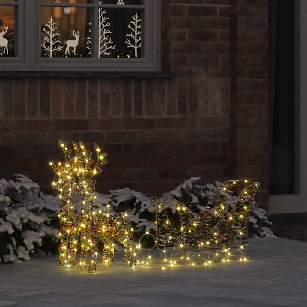 vidaXL Sanie cu ren cu 160 LED Alb cald 30 x 12 x 54.5 cm PET