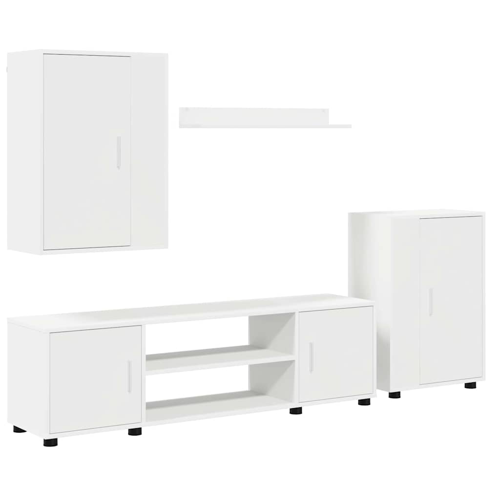 Thumbnail - vidaXL 4-teilige TV-Schrank Set Wandmontiert Weiß Holzwerkstoff