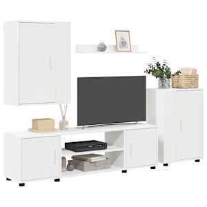 Sestava TV skříněk Nástěnný 4 pcs Bílá Kompozitní dřevo - obrázek 3
