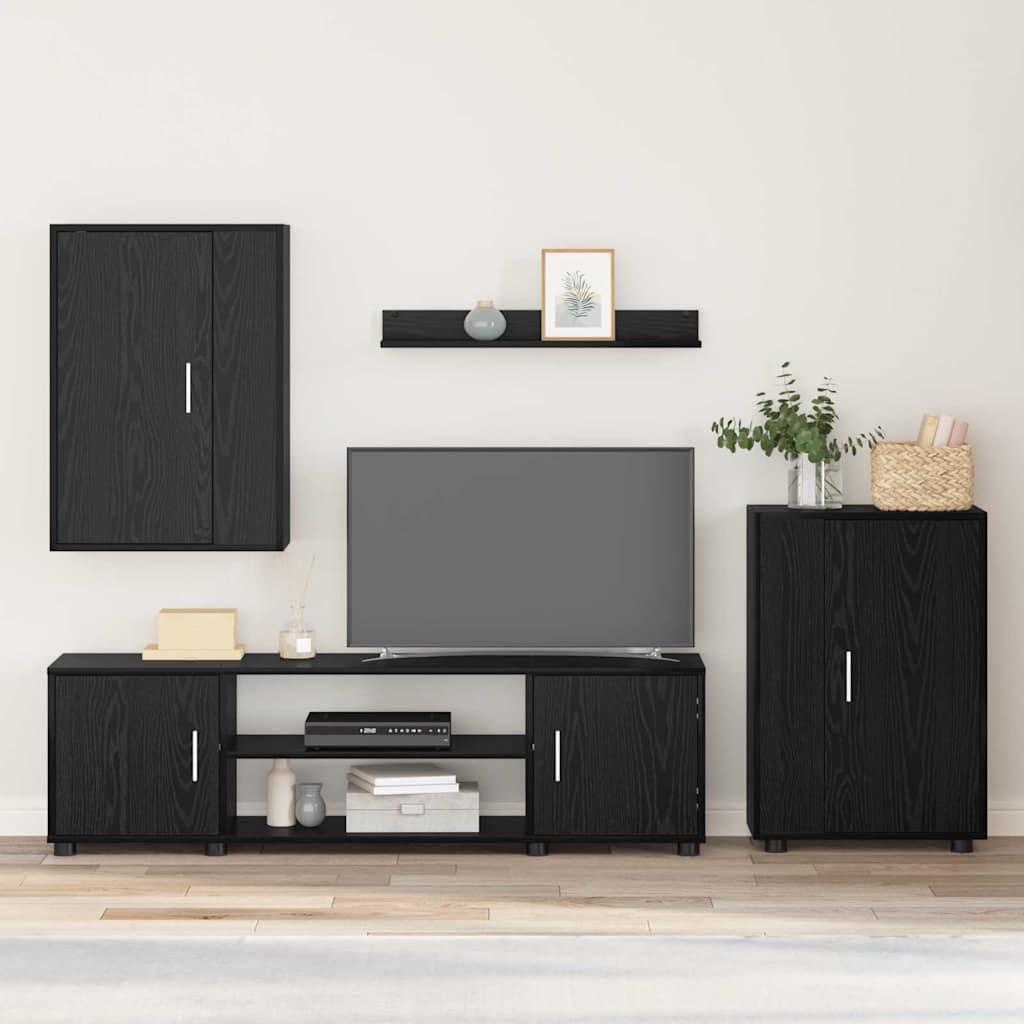 vidaXL 4-teilige TV-Schrank Set 4 pcs Schwarze Eiche Holzwerkstoff