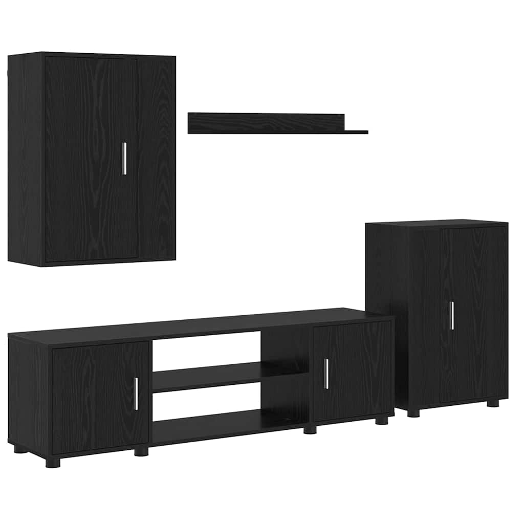 Thumbnail - vidaXL 4-teilige TV-Schrank Set Schwarz Eichen-Optik Holzwerkstoff