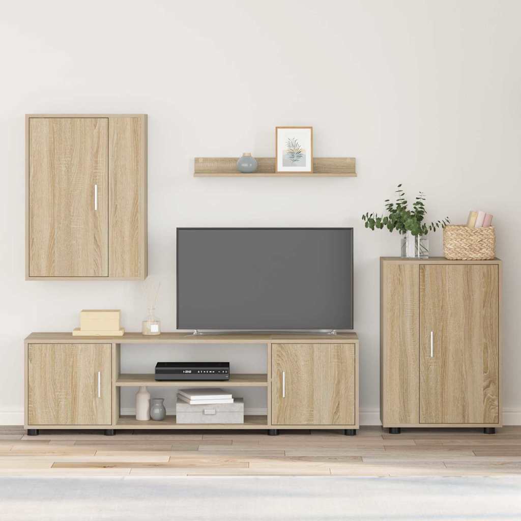 4 Piece TV Cabinet Set 4 pcs Sonoma oak Engineered wood