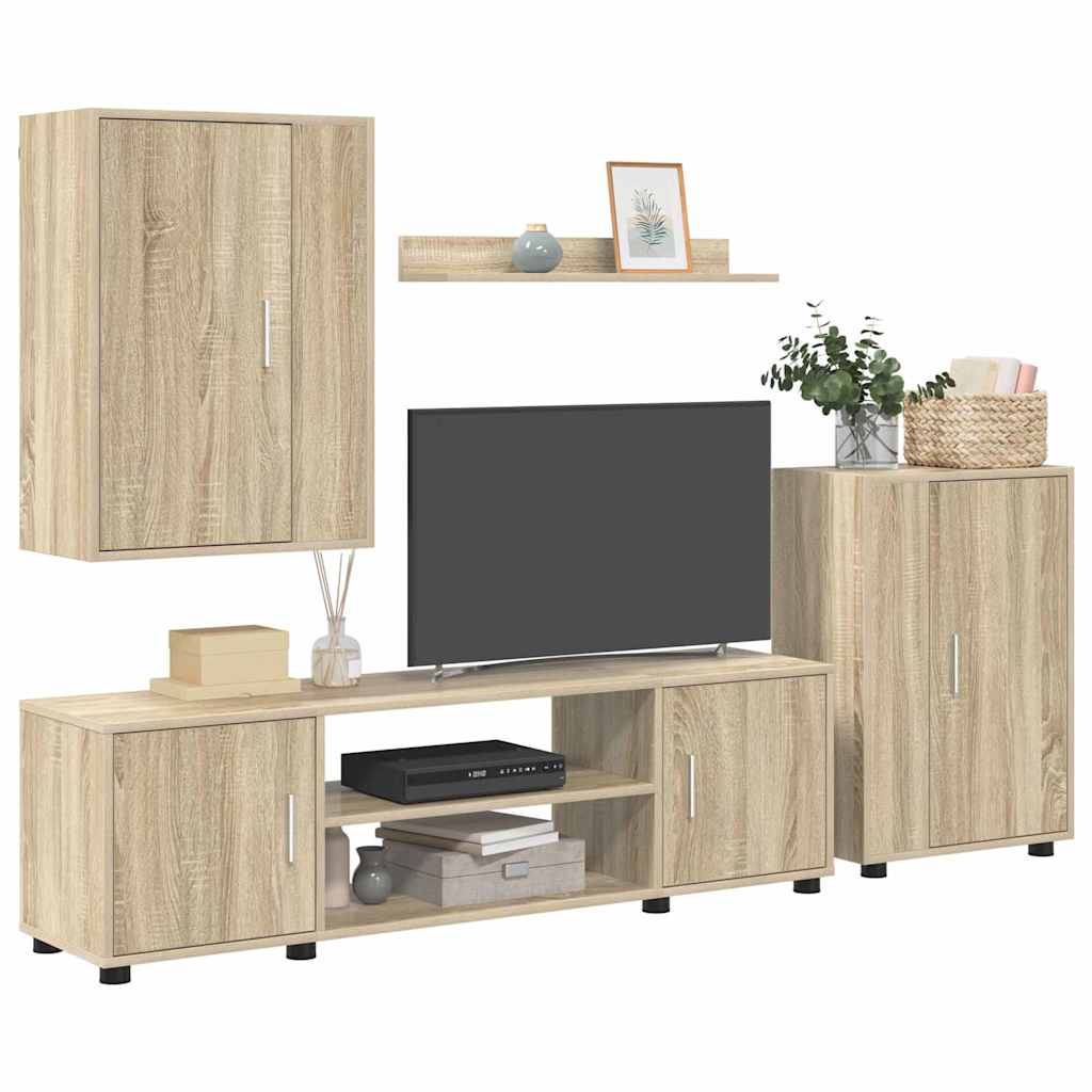 vidaXL 4 Delige TV Kast Set 4 pcs Sonoma eiken Bewerkt hout
