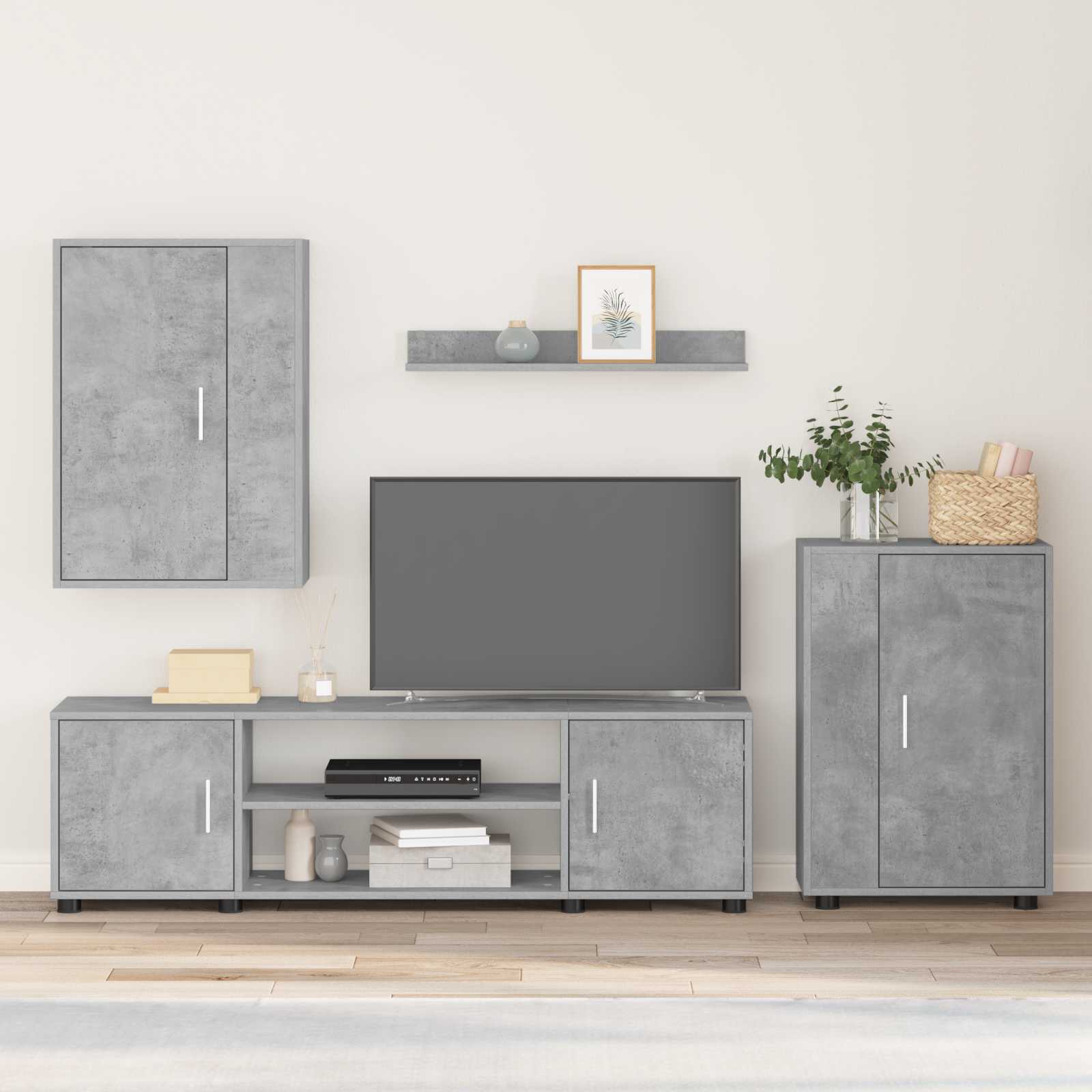 TV skapīšu komplekts 4 pcs Betona pelēks Inženierijas koks