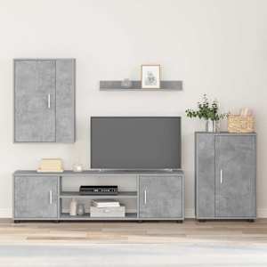 Komplet TV omaric 4 pcs Betonsko siva Konstruiran les