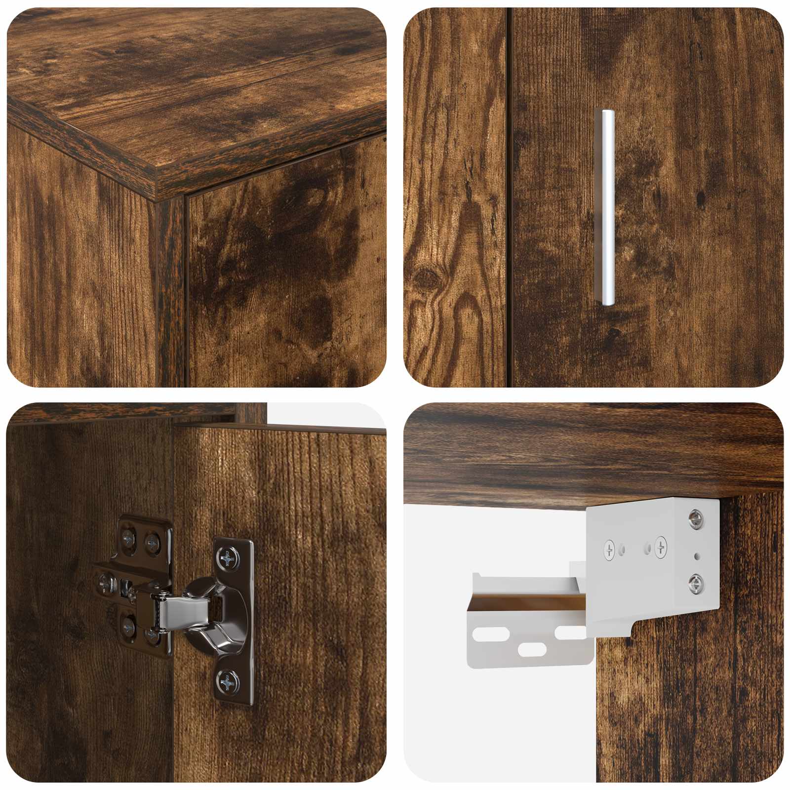 TV-benksett Veggmontert 4 pcs Røkt Eik Konstruert tre - Bilde 6