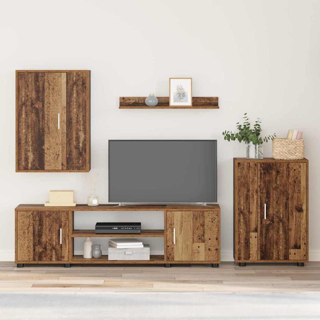 vidaXL Set de 4 piese pentru cabinet TV 4 pcs Lemn vechi Lemn compozit