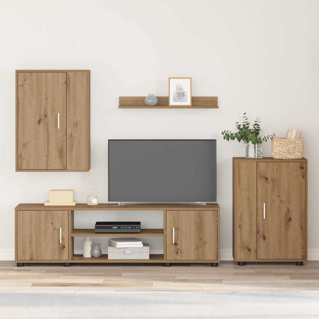 vidaXL Set de 4 piese pentru cabinet TV 4 pcs stejar artizanal