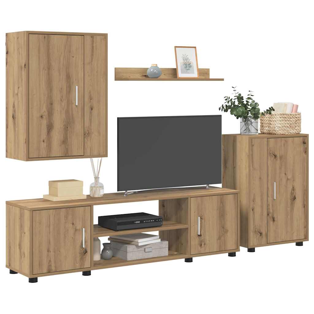 vidaXL 4 Delige TV Kast Set 4 pcs artisanaal eikenkleurig Bewerkt hout