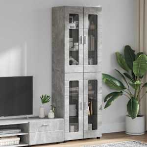 Visok predalnik s polico FLORIN Betonsko siva 60 x 35 x 182 cm