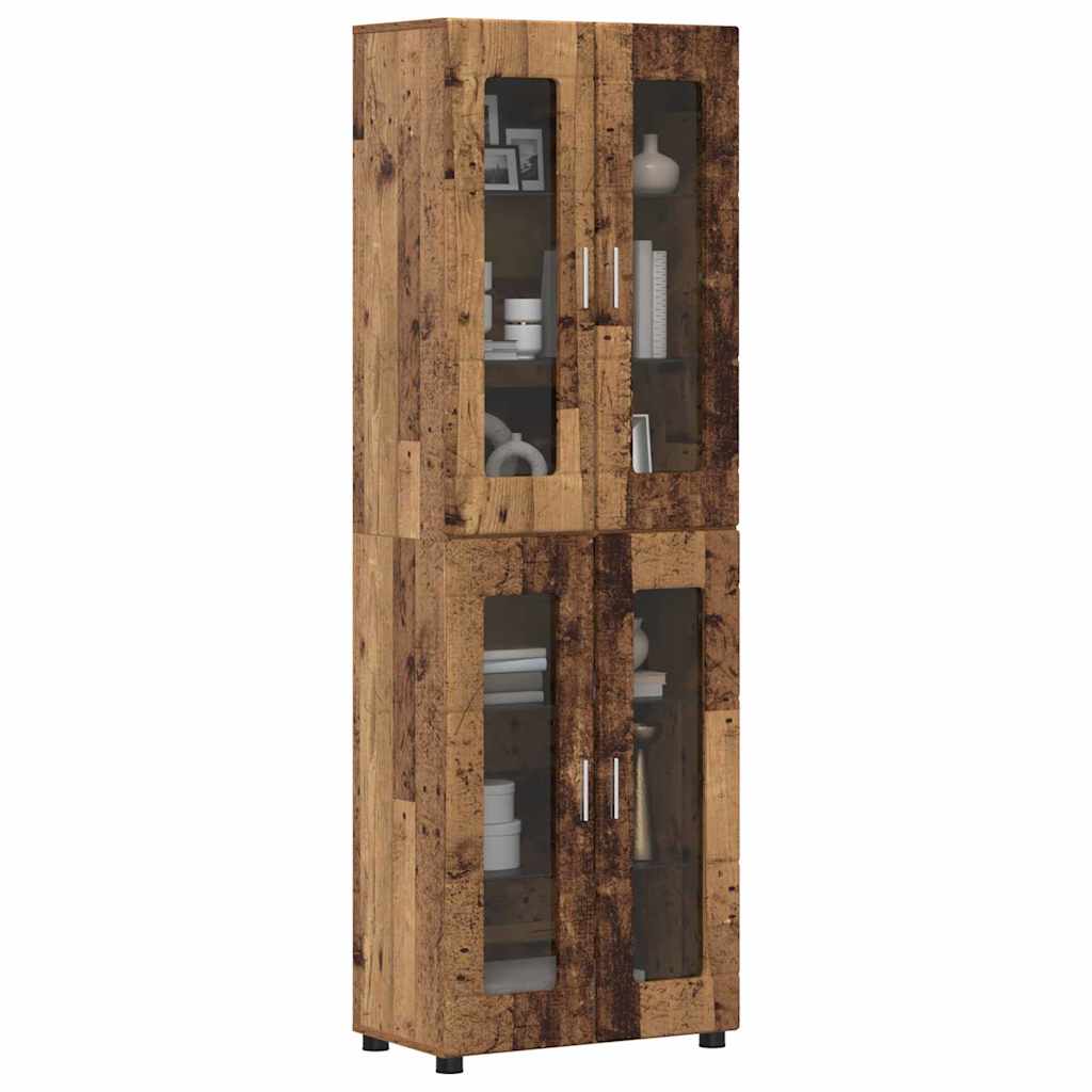 vidaXL Hoge kast met plank Oudhout 60 x 35 x 182 cm Bewerkt hout