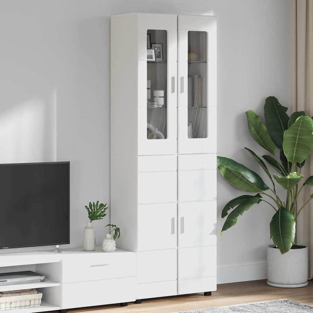 vidaXL Highboard mit Regal mit Tür Weiß 60 x 35 x 182 cm Holzwerkstoff