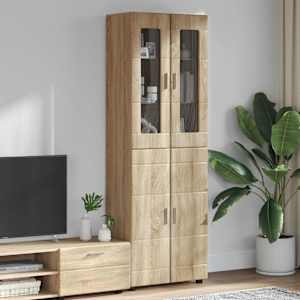 Vysoký bufet s policí FLORIN Sonoma dub 60 x 35 x 182 cm - obrázek 1