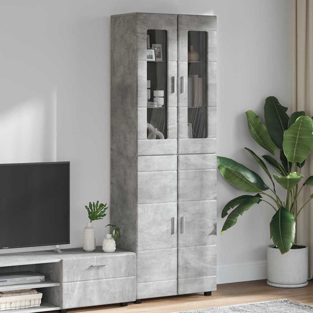 vidaXL Highboard mit Regal Beton Grau 60 x 35 x 182 cm Holzwerkstoff